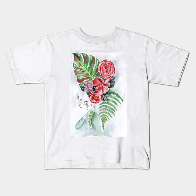 Roses and greens Kids T-Shirt by feafox92